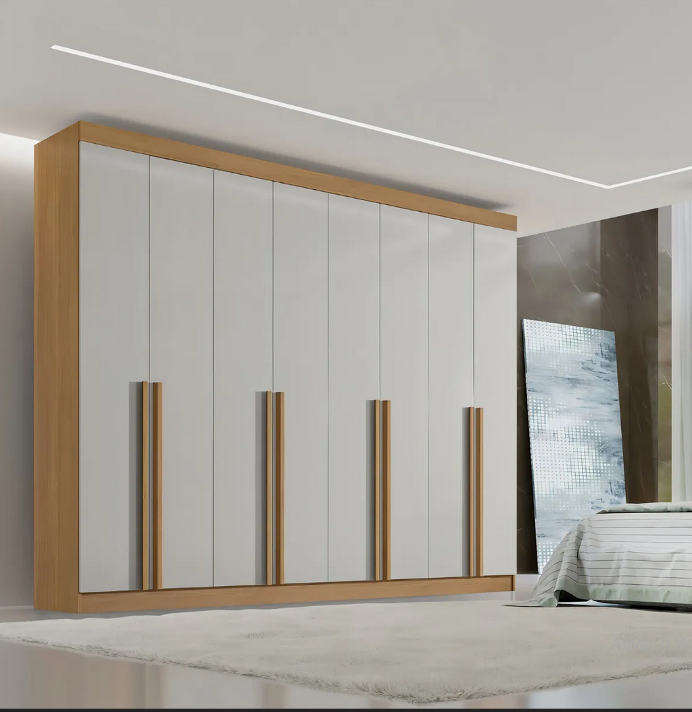 Guarda-roupa Casal D'doro Móveis 8 Portas Cinamomo/Off White MDF