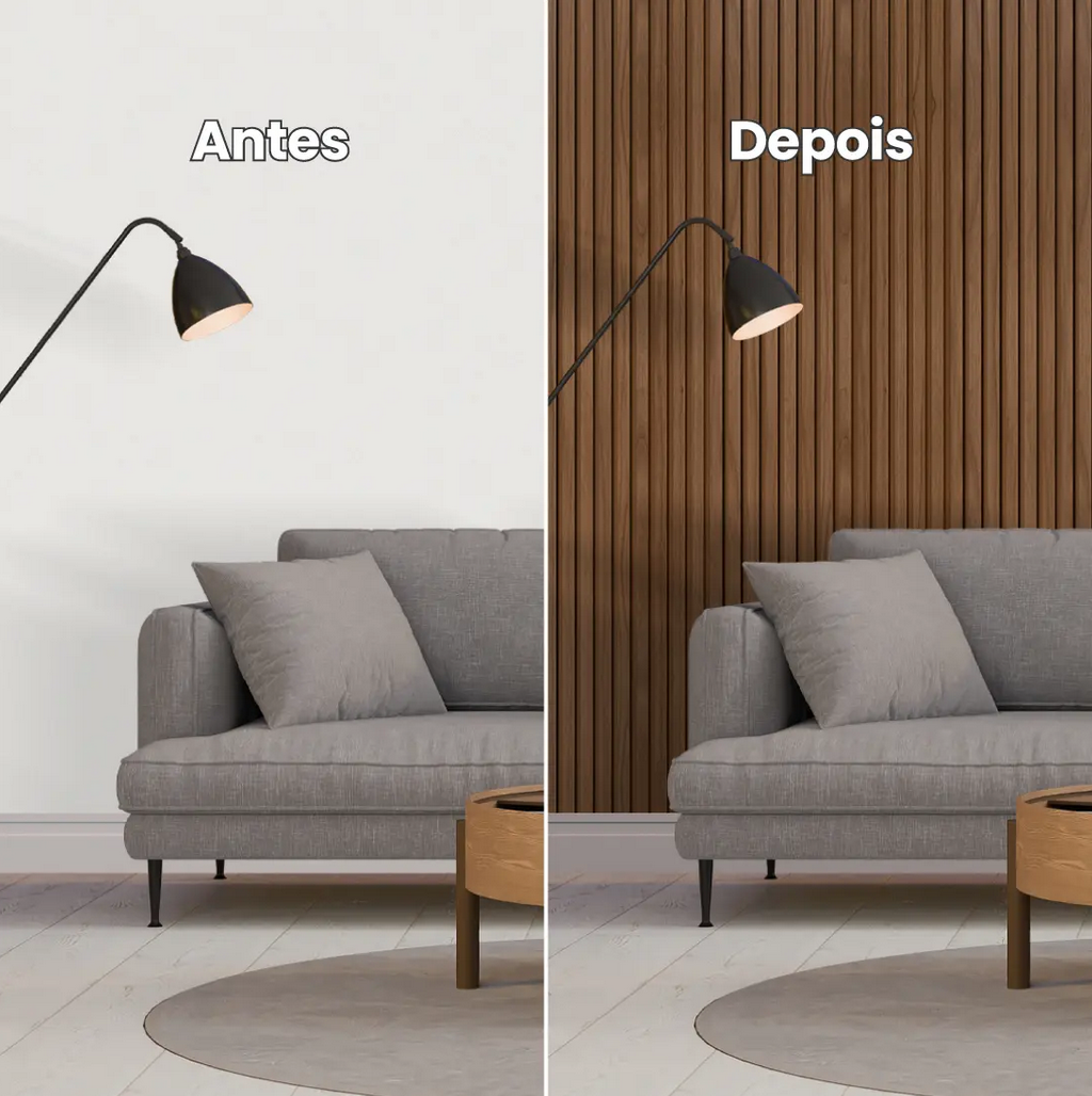 Painel Ripado Laminado Linha Madeto Meu Rodapé 10m Cor Nogueira Natural