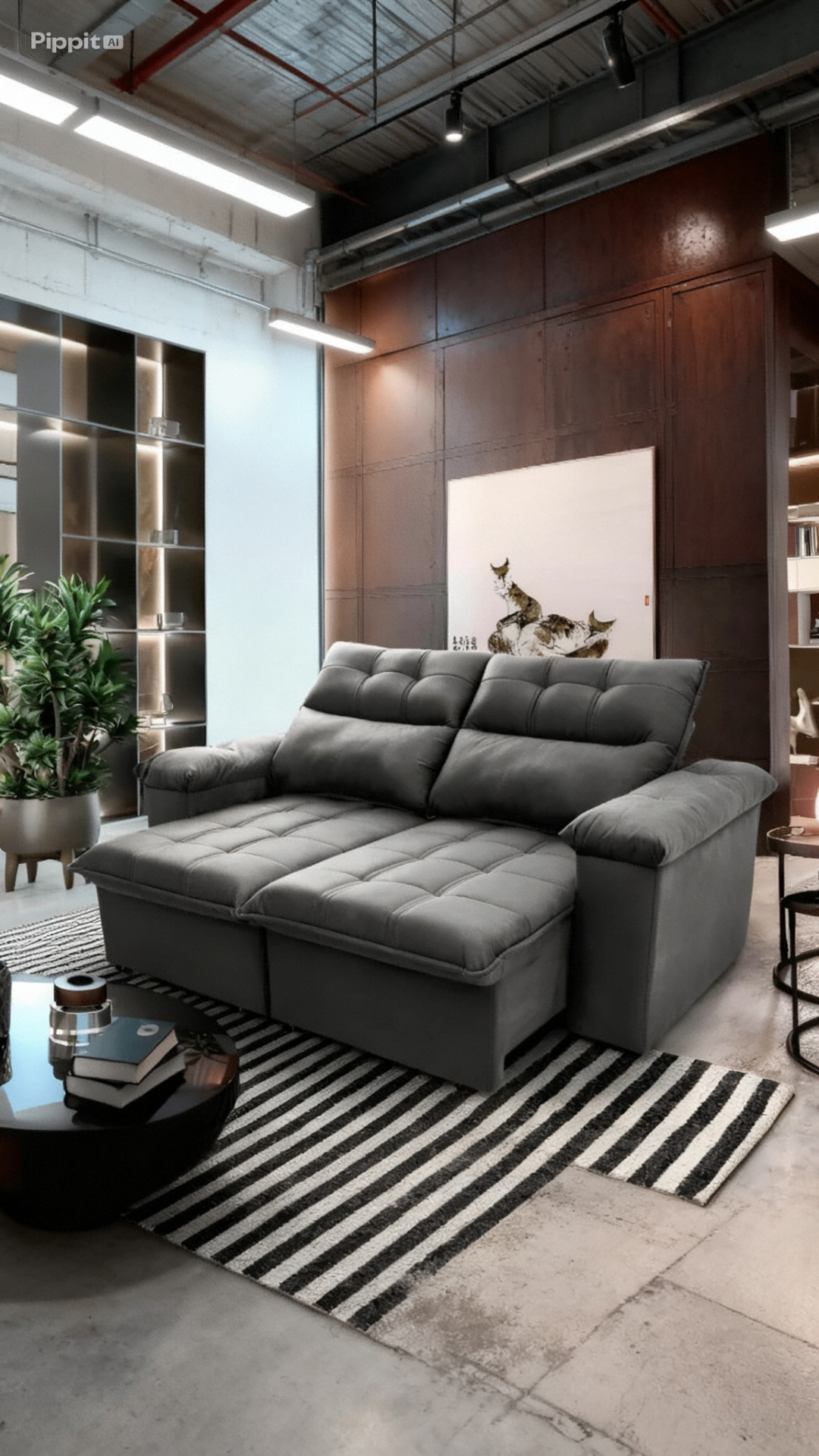 Sofá Retrátil Reclinável King House Verona 2,00m Velut Cinza com Molas